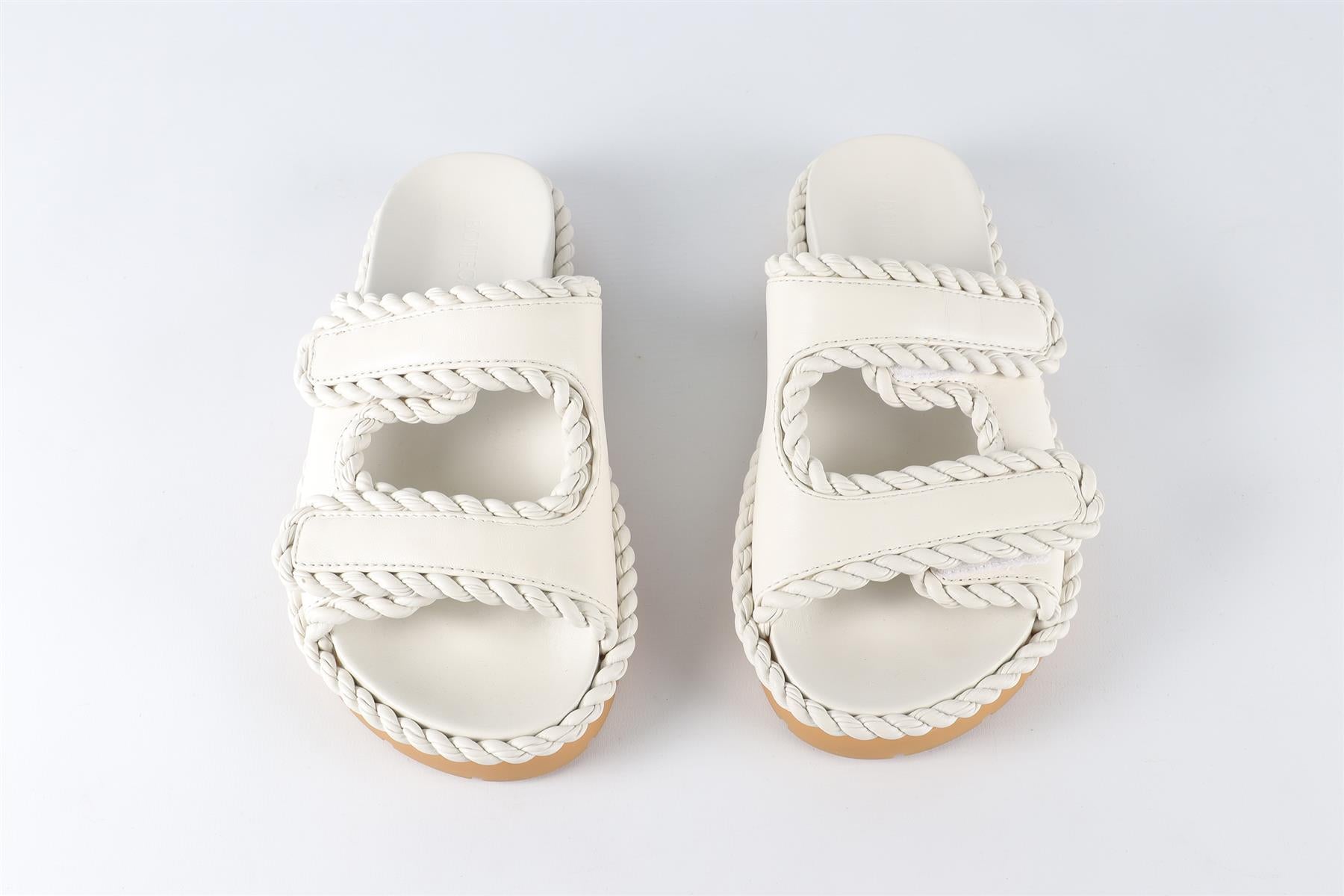 BOTTEGA VENETA WHITE JACK LEATHER SLIDES EU 38 UK 5 US 8