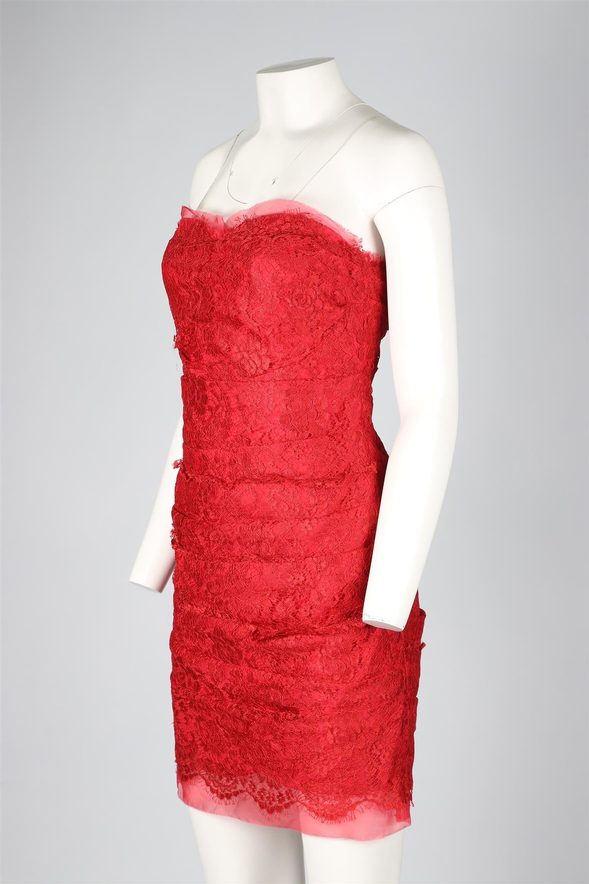 DOLCE & GABANNA RED LACE MINI DRESS IT 42 UK 10