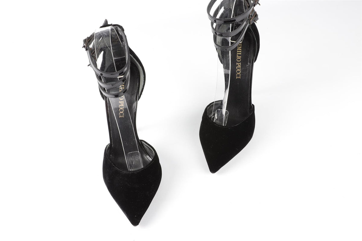 EMILIO PUCCI BLACK VELVET PUMPS EU 37 UK 4