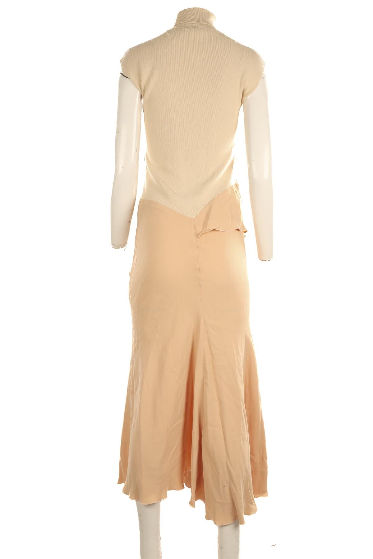 VICTORIA BECKHAM NUDE COTTON MAXI DRESS UK 8