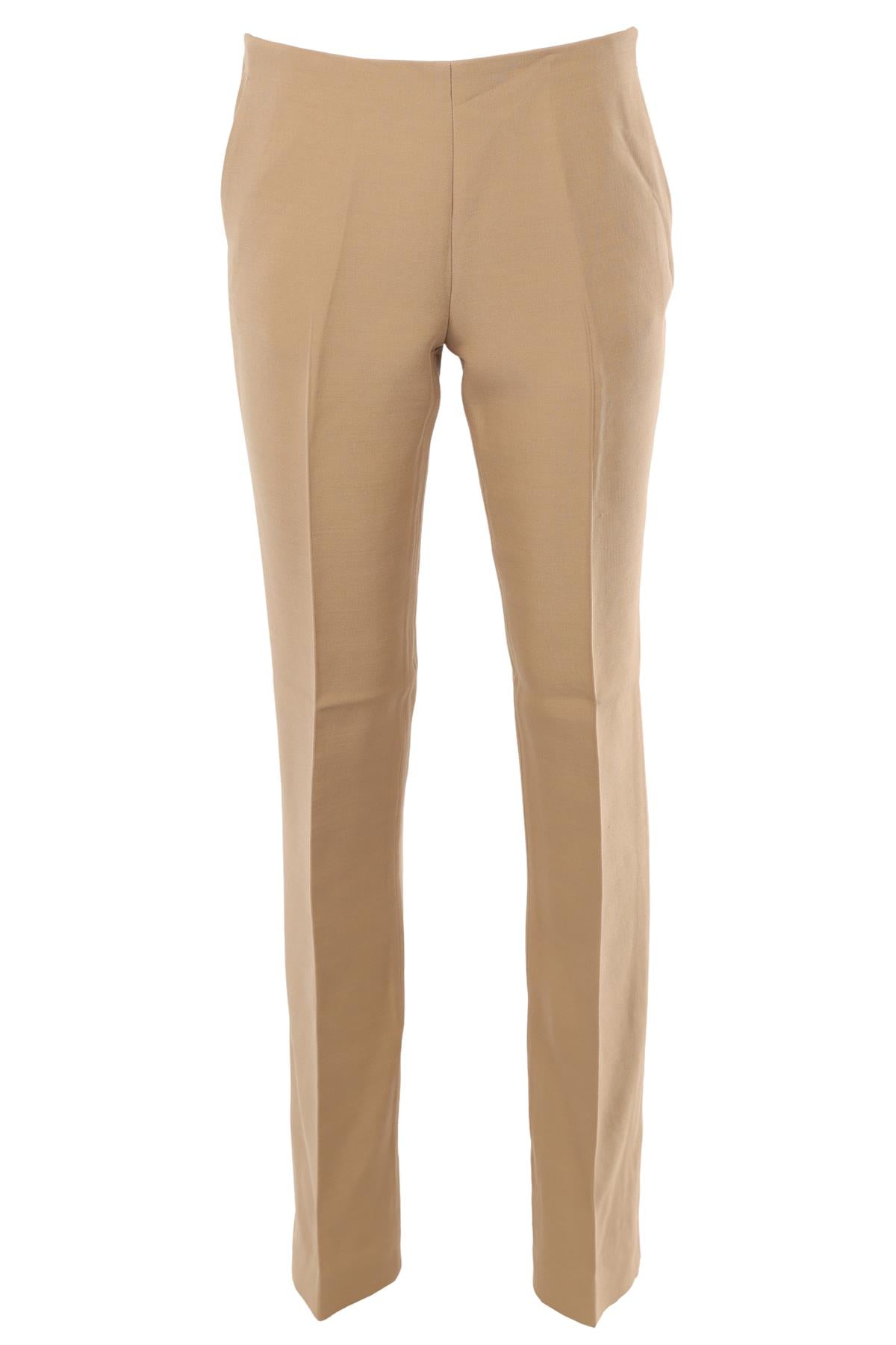 THE ROW BEIGE WOOL STRAIGHT LEG PANTS US 6 UK 10