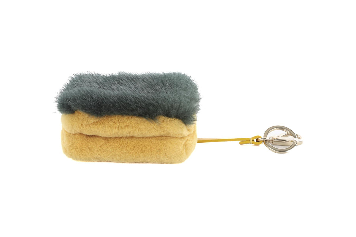 ANYA HINDMARCH YELLOW SCOURER SPONGE FUR KEY CHAIN