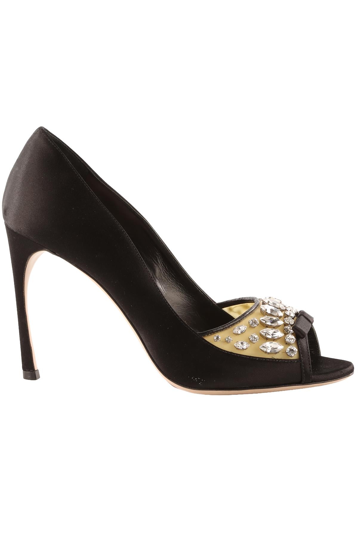 MIU MIU BLACK SATIN PUMPS EU 38.5 UK 5.5 US 8.5