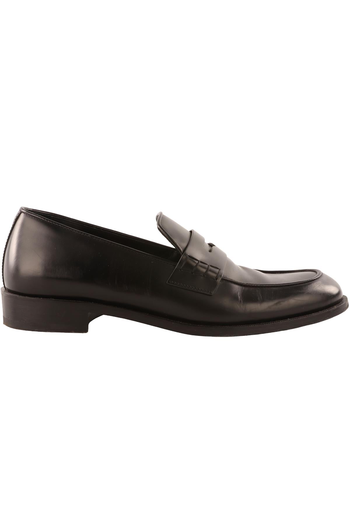 GIORGIO ARMANI BLACK MEN'S LEATHER LOAFERS EU 42 UK 8 US 9