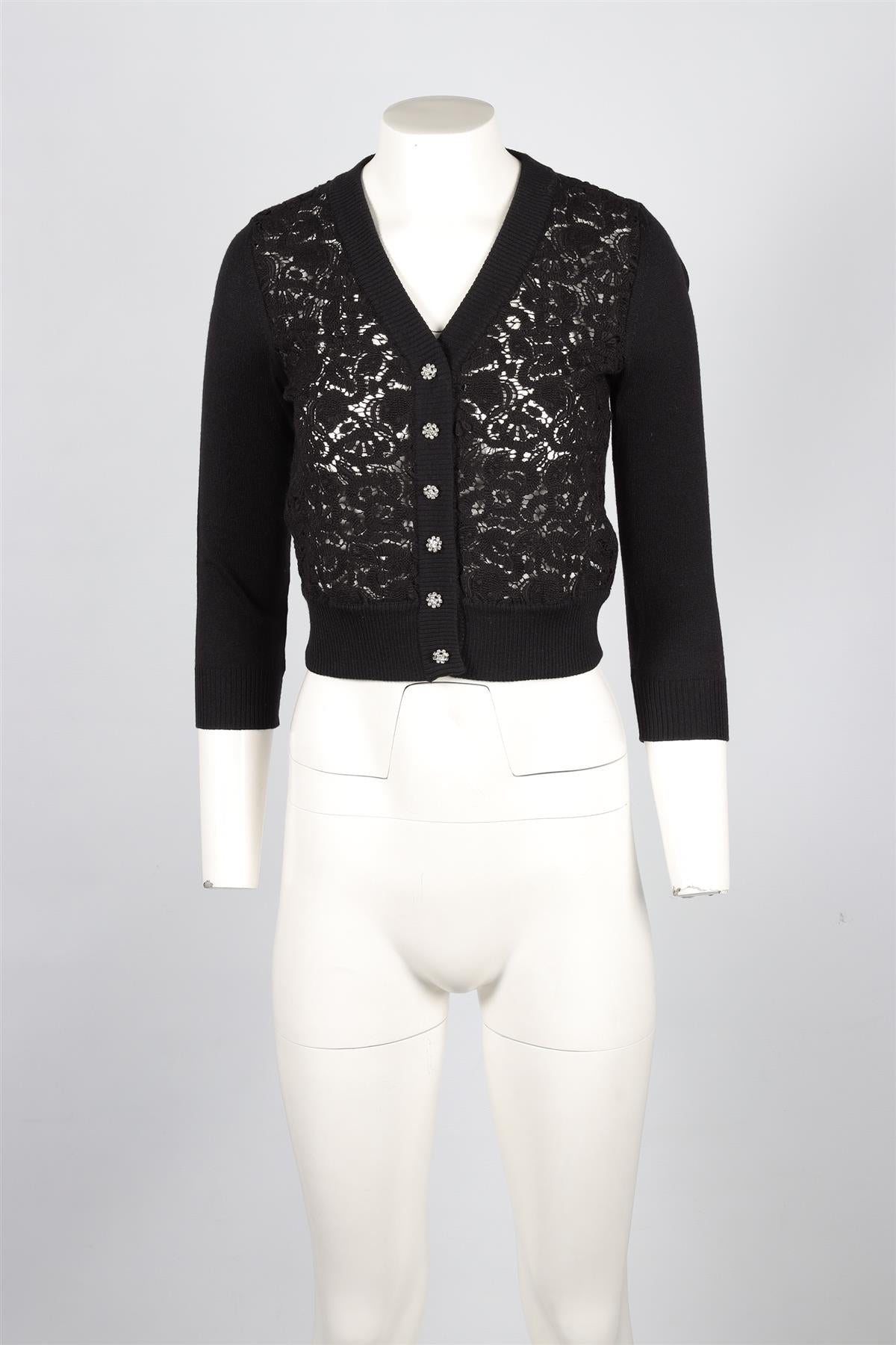 DOLCE & GABANNA BLACK WOOL CARDIGAN IT 36 UK 4