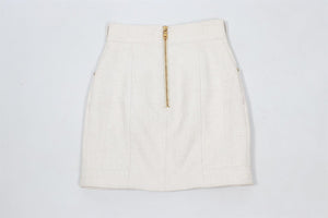 BALMAIN WHITE LINEN BLEND MINI SKIRT FR 36 UK 8