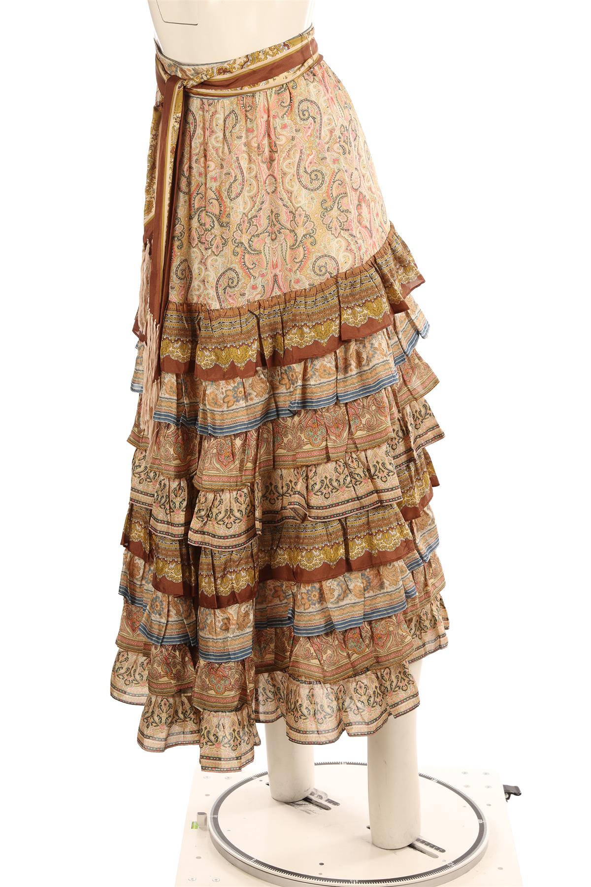 ZIMMERMANN MULTI SILK MAXI SKIRT 0 UK 8
