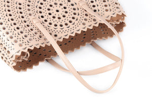 ALAÏA PINK MINA LEATHER TOTE BAG