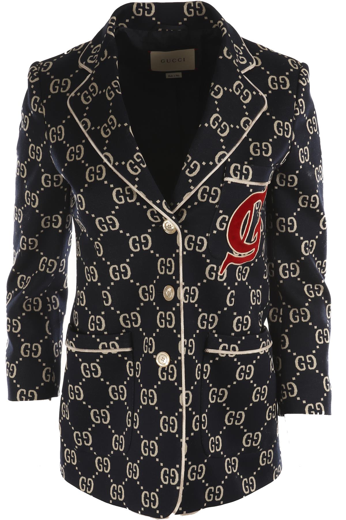 GUCCI BLUE GG COTTON BLAZER IT 38 UK 6