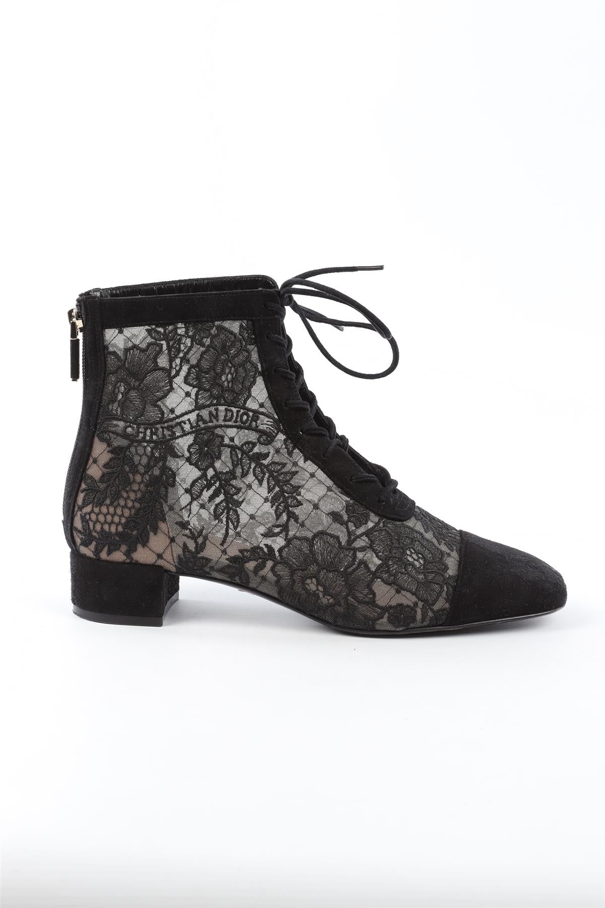 CHRISTIAN DIOR BLACK NAUGHTILY-D SUEDE ANKLE BOOTS EU 37.5 UK 4.5 US 7.5