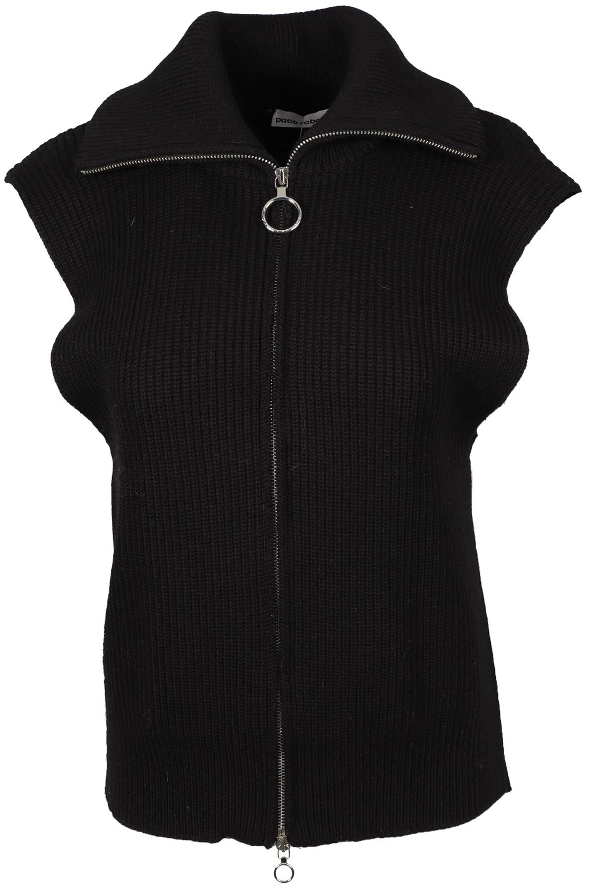 PACO RABANNA BLACK WOOL VEST XLARGE