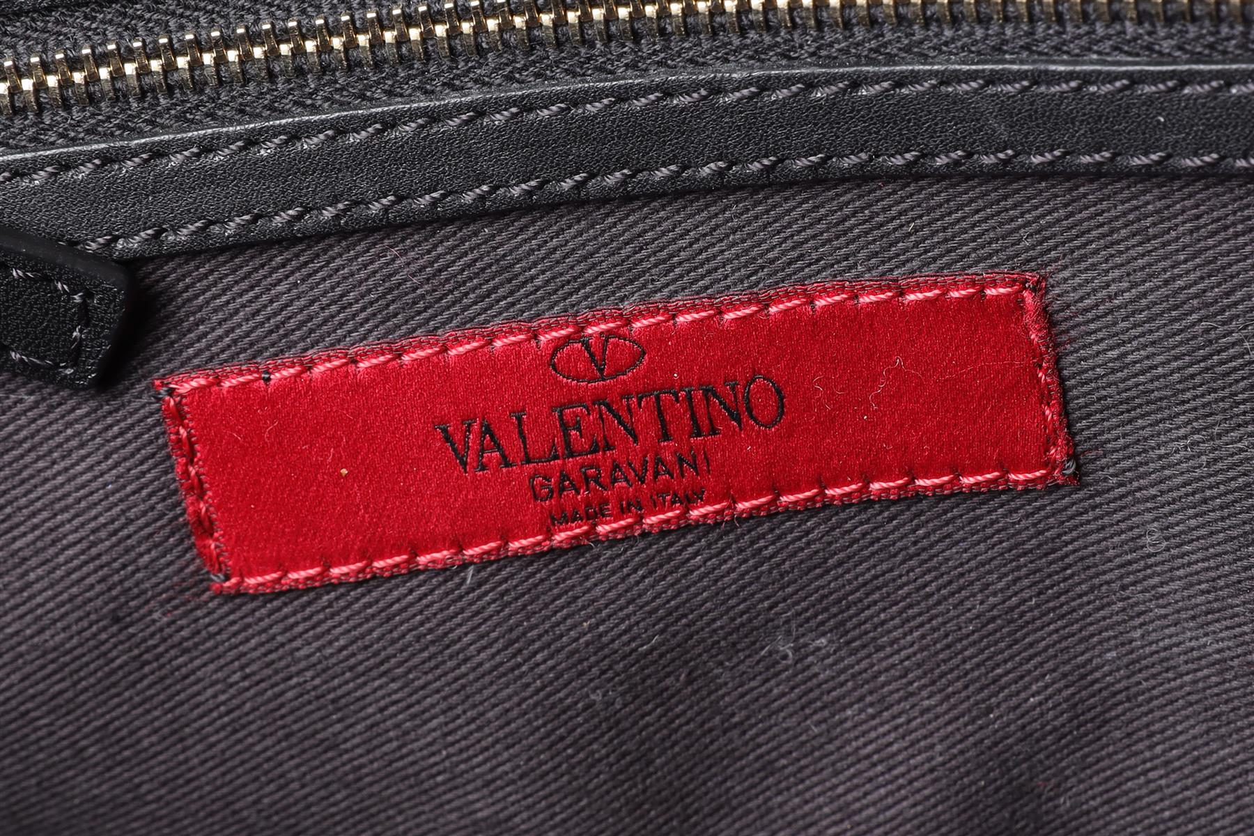 VALENTINO GARAVANI BLACK ROCKSTUD SMALL LEATHER TOTE BAG