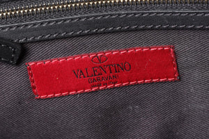 VALENTINO GARAVANI BLACK ROCKSTUD SMALL LEATHER TOTE BAG