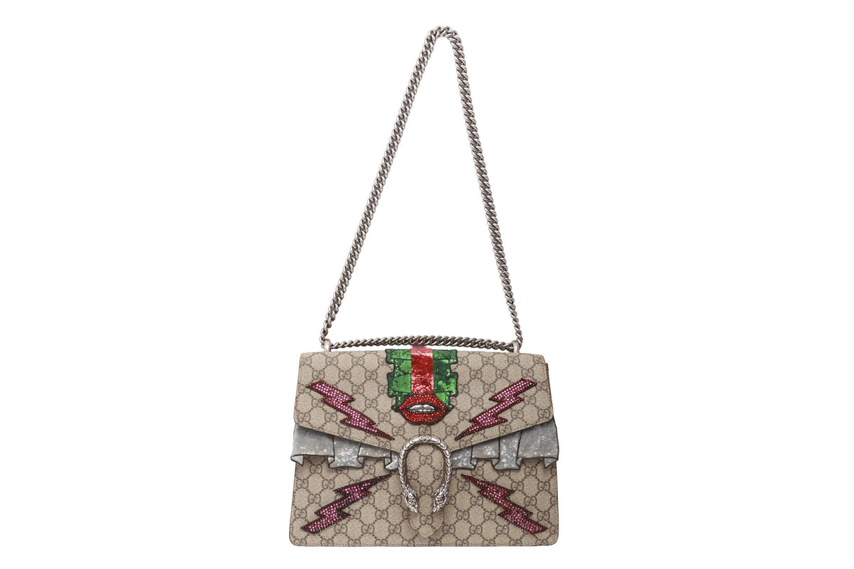 GUCCI BEIGE DIONYSIS MEDIUM GG SUPREME COATED CANVAS SHOULDER BAG