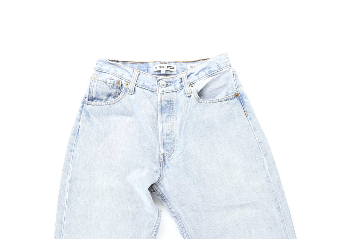 RE/DONE + LEVI'S BLUE HIGH RISE STRAIGHT LEG JEANS W24 UK 6