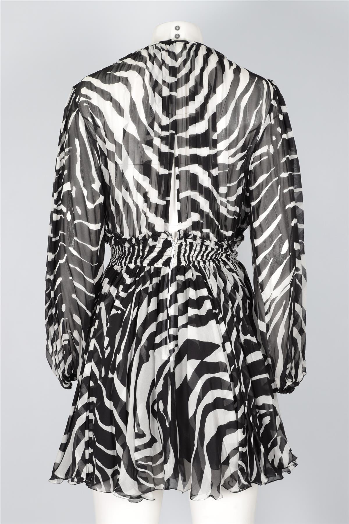DOLCE & GABBANA BLACK SILK MINI DRESS IT 42 UK 10