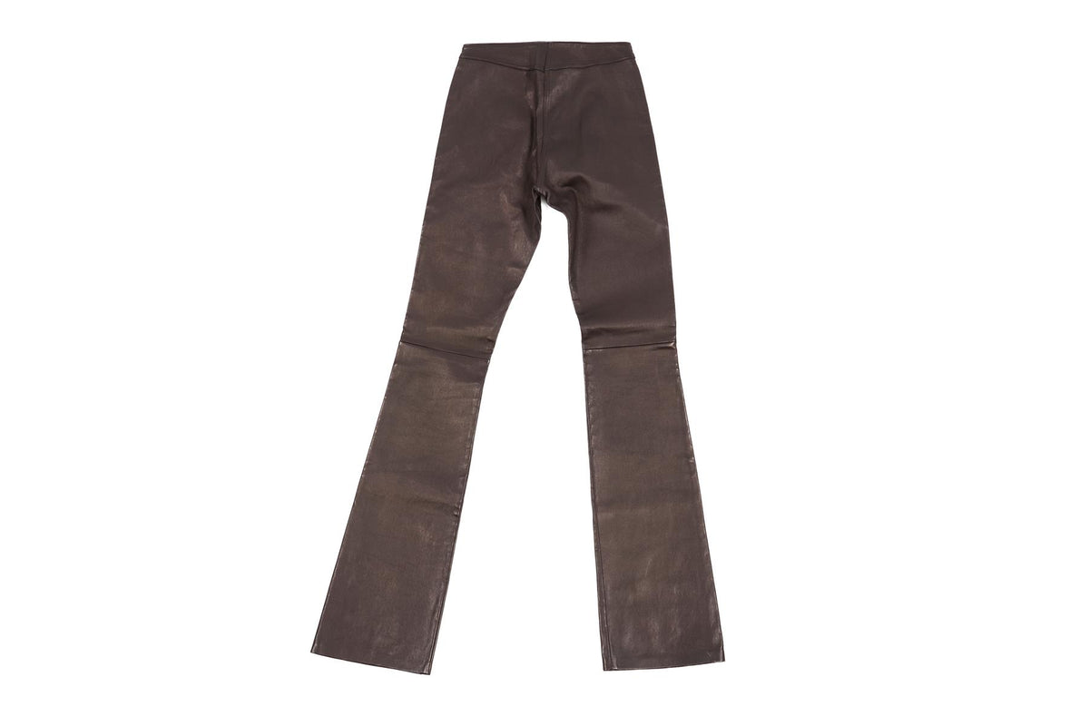 JITROIS BLACK LEATHER FLARED PANTS FR 34 UK 6