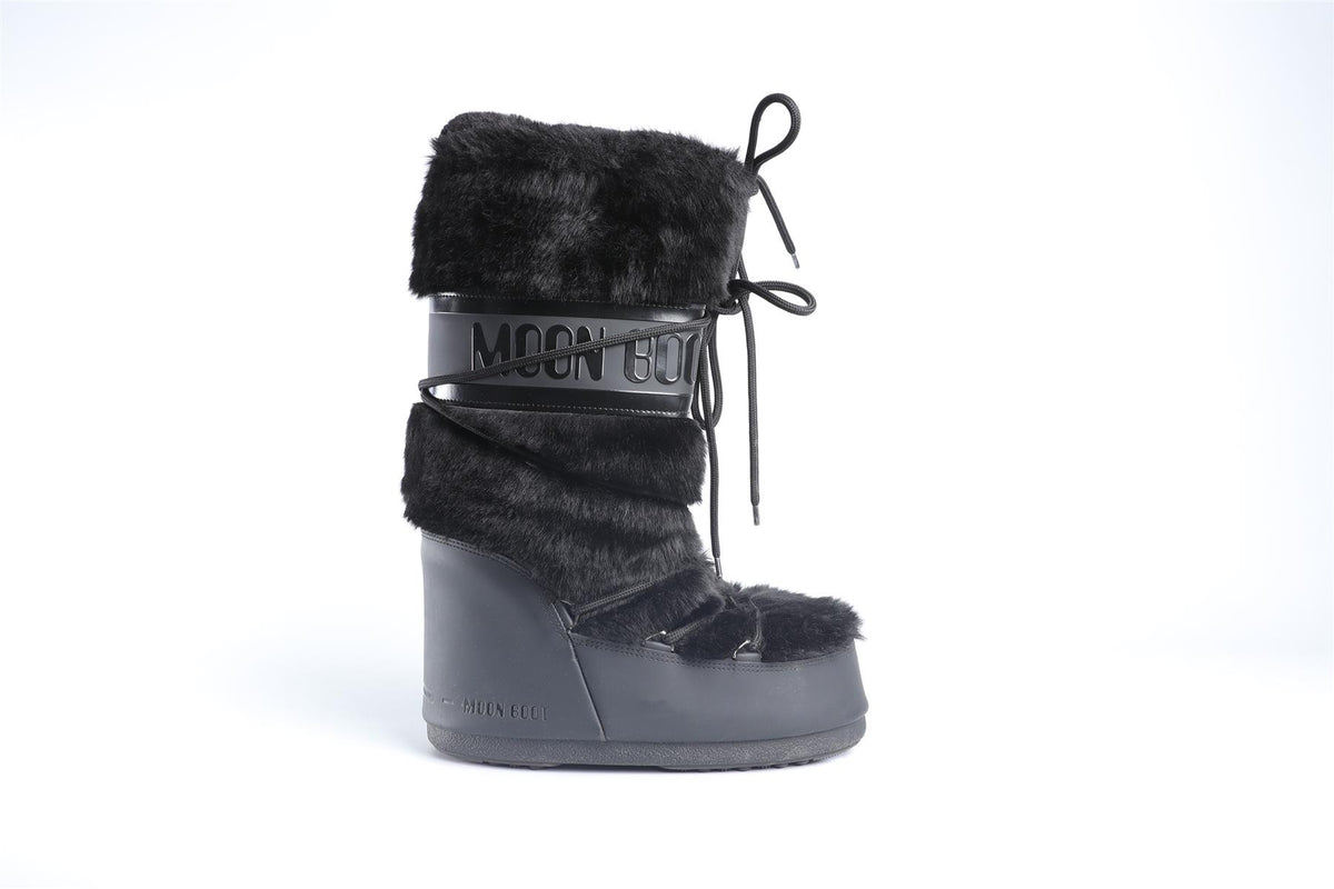 MOON BOOTS BLACK FAUX FUR BOOTS EU 39-41 UK 6-8 US 9-11