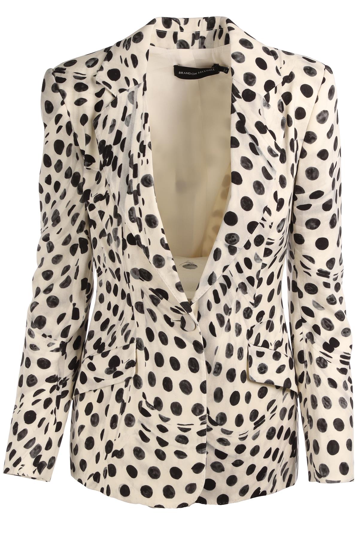 BRANDON MAXWELL IVORY SILK BLAZER US 2 UK 6