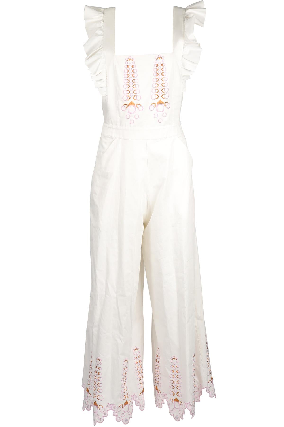 TEMPERLEY LONDON WHITE COTTON JUMPSUIT UK 10