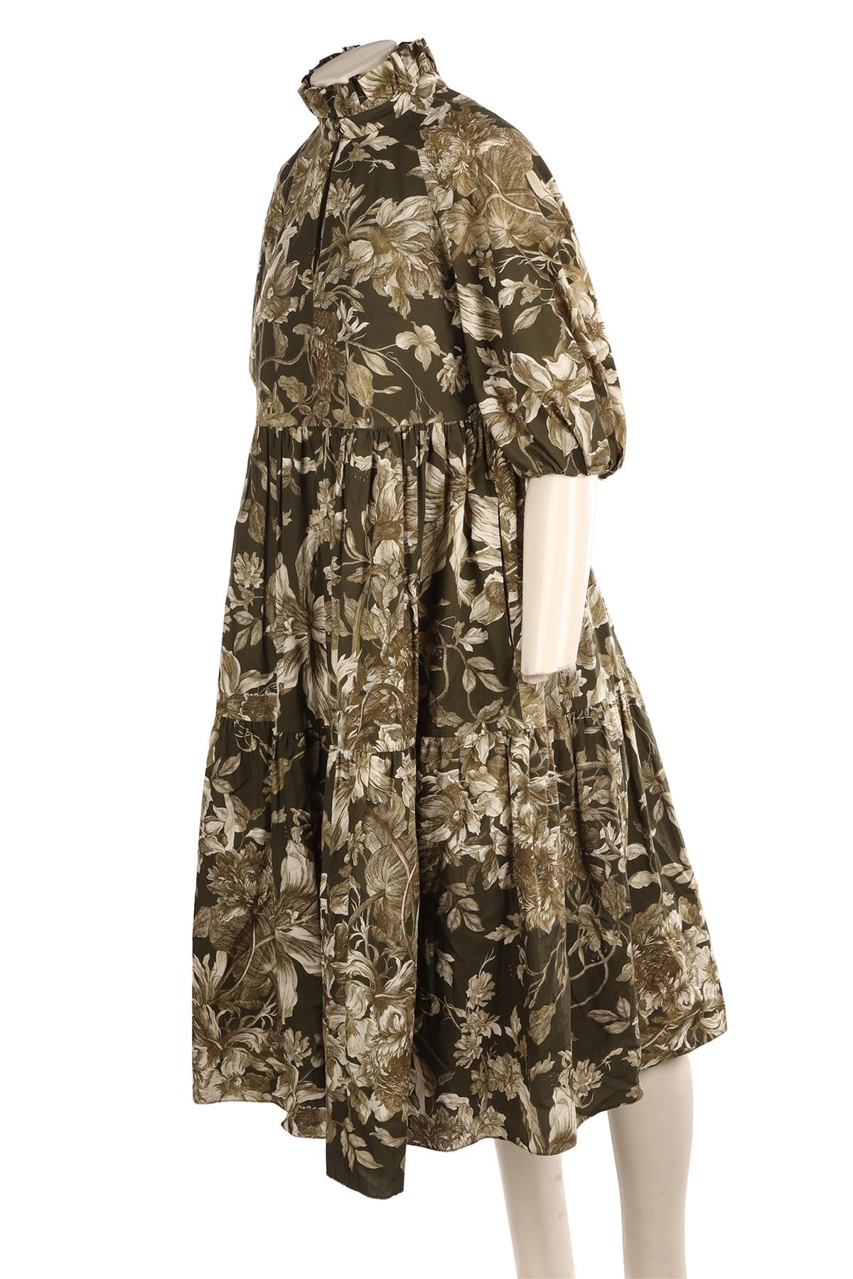 ERDEM GREEN COTTON MAXI DRESS UK 10