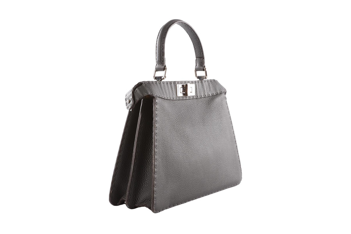 FENDI GREY PEEKABOO ISEEU MEDIUM LEATHER TOTE BAG