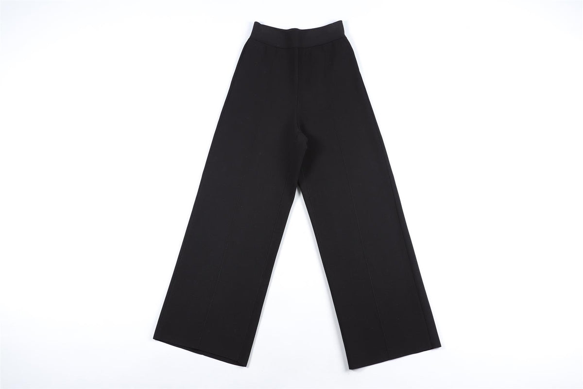 ROLAND MOURET BLACK KNIT WIDE LEG PANTS XSMALL