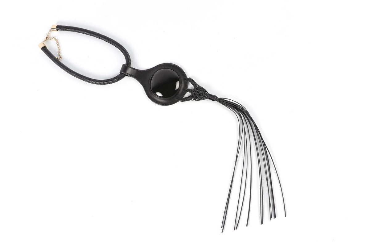 CHLOÉ BLACK LEATHER NECKLACE