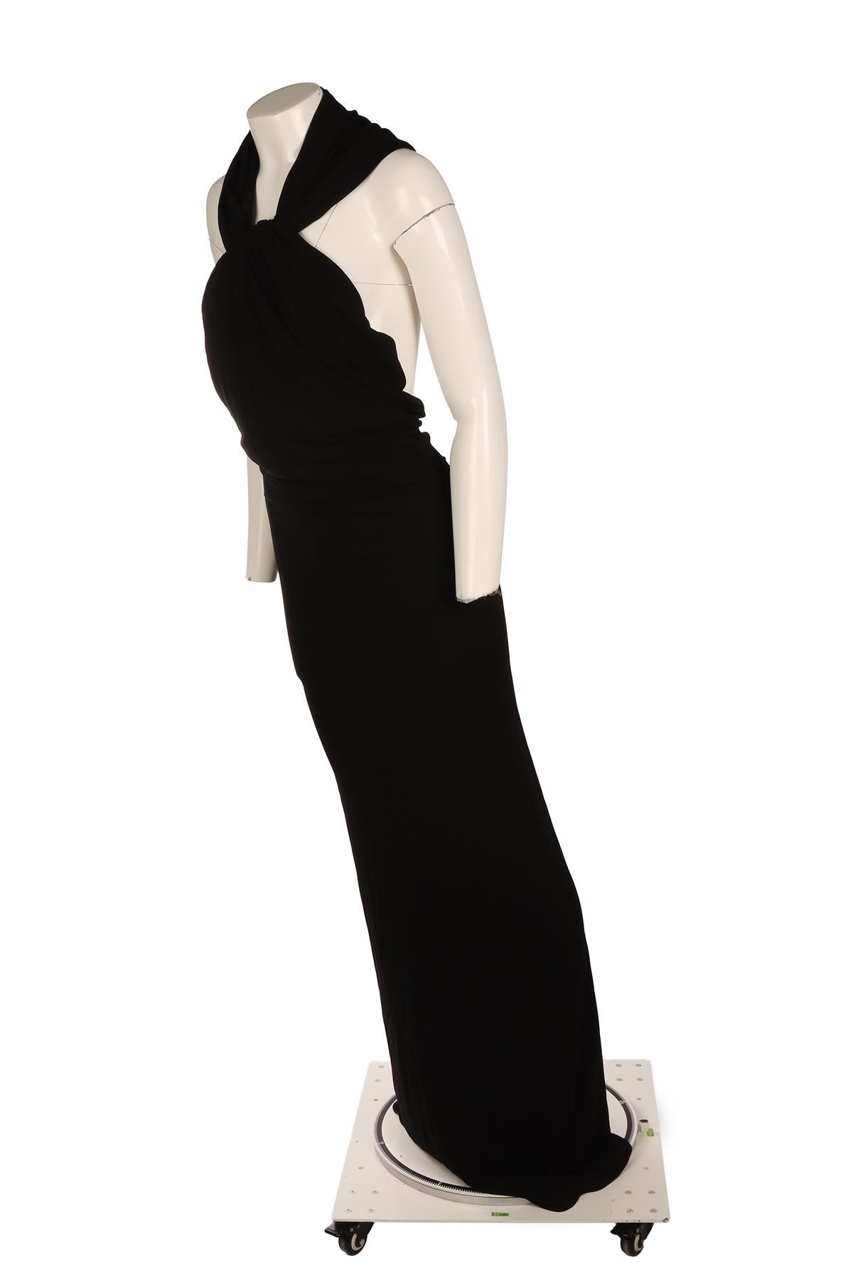 SAINT LAURENT BLACK JERSEY MAXI DRESS FR 38 UK 10