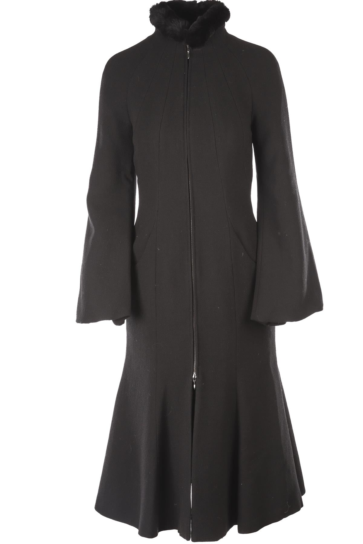 ALEXANDER MCQUEEN BLACK 2004 WOOL COAT IT 38 UK 6