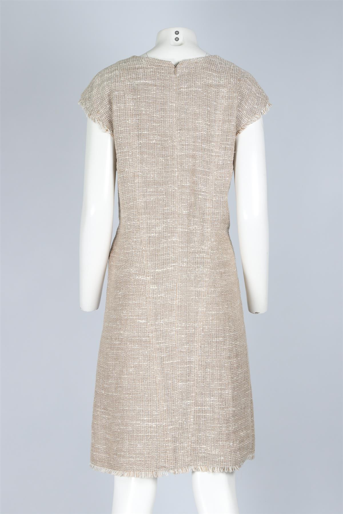 CHANEL BEIGE 2008 LINEN BLEND DRESS FR 42 UK 14