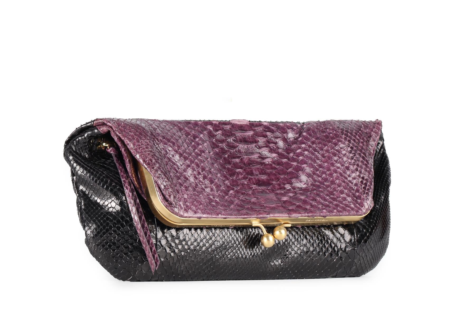 DEVI KROELL PURPLE PYTHON CLUTCH