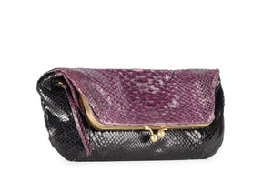 DEVI KROELL PURPLE PYTHON CLUTCH