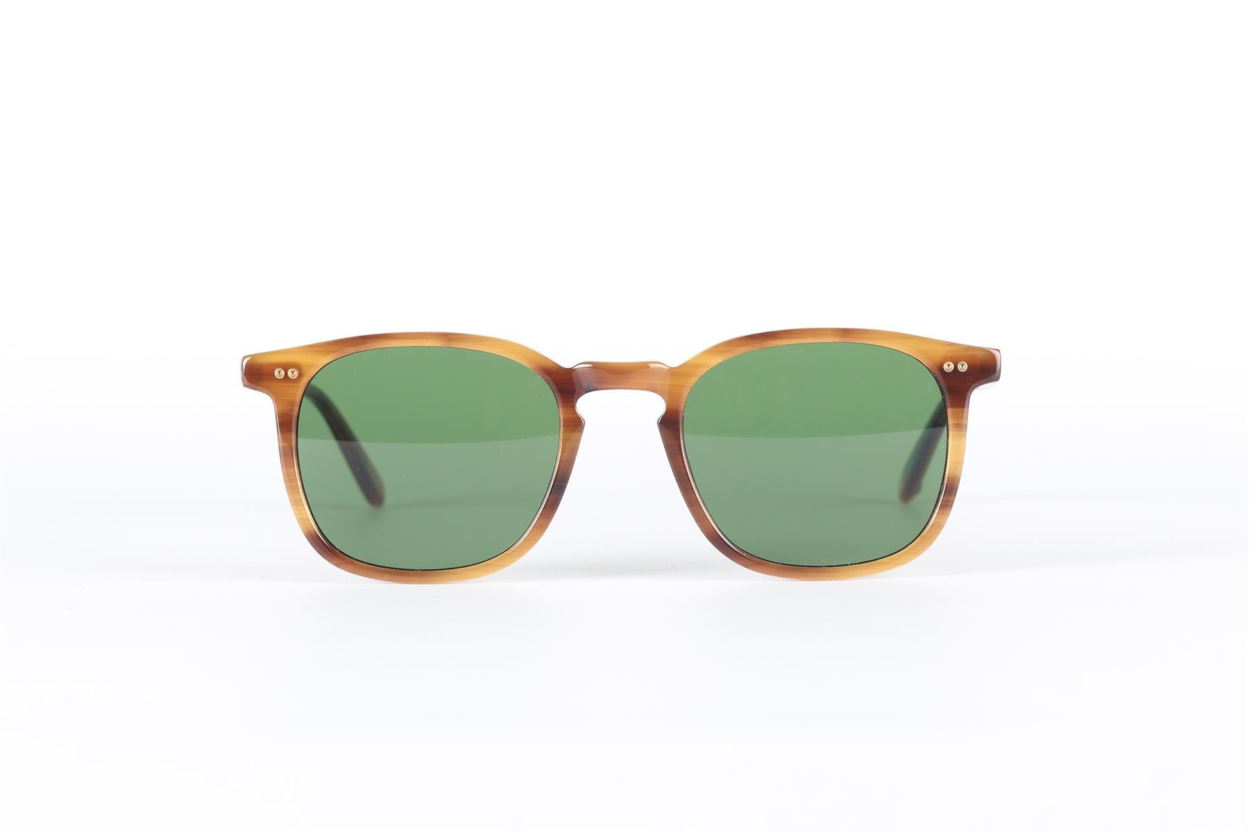 GARRETT LEIGHT BROWN SQUARE FRAME ACETATE SUNGLASSES