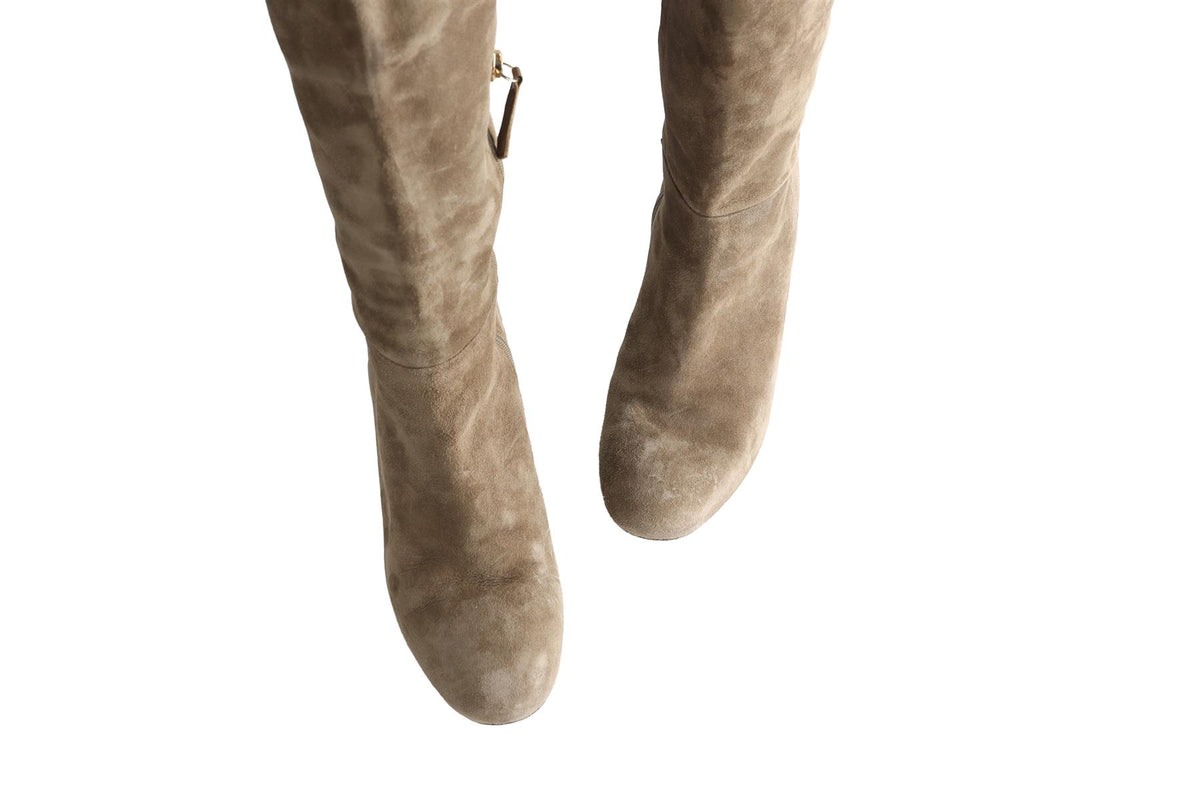 AQUAZZURA GREEN SUEDE OVER THE KNEE BOOTS EU 40 UK 7 US 10