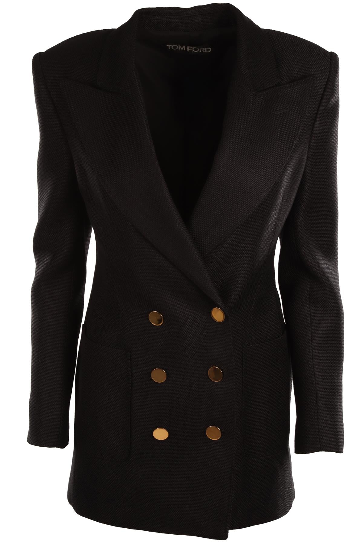 TOM FORD BLACK WOVEN BLAZER IT 38 UK 6