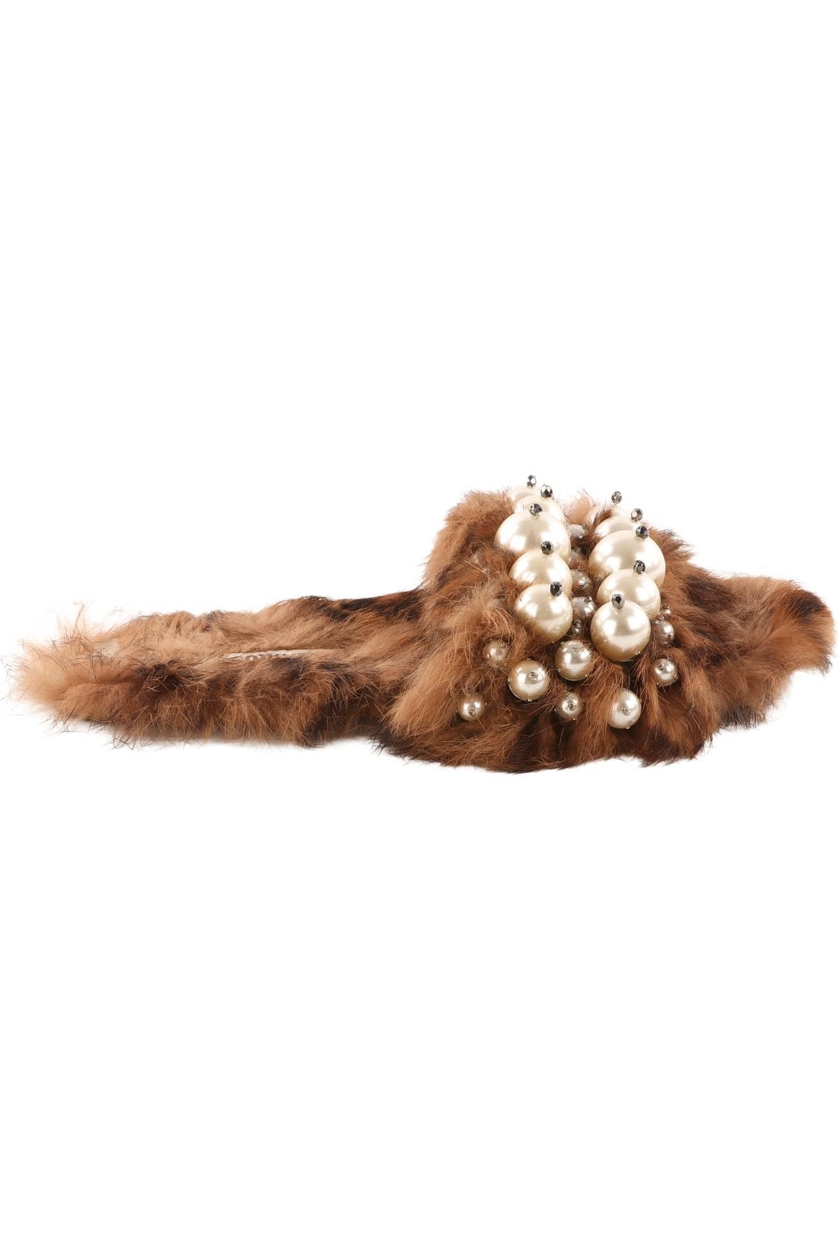 MIU MIU BROWN FAUX FUR SLIDES EU 37 UK 4 US 7