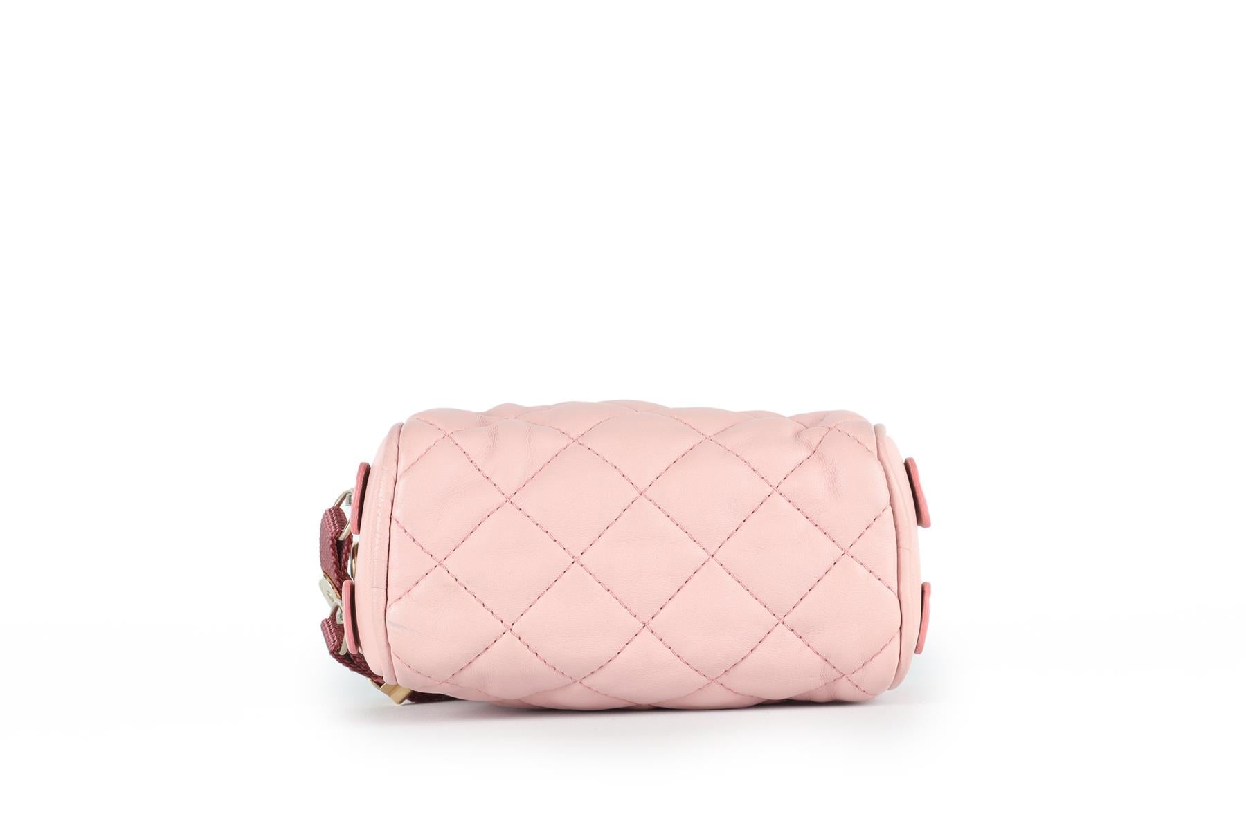 MONCLER PINK LOUISA QUILTED LEATHER SHOULDER BAG