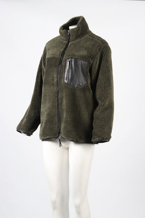 ANINE BING FAUX SHEARLING AND LEATHER JACKET SMALL