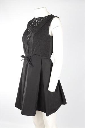 NINA RICCI BLACK SHELL MINI DRESS IT 38 UK 6