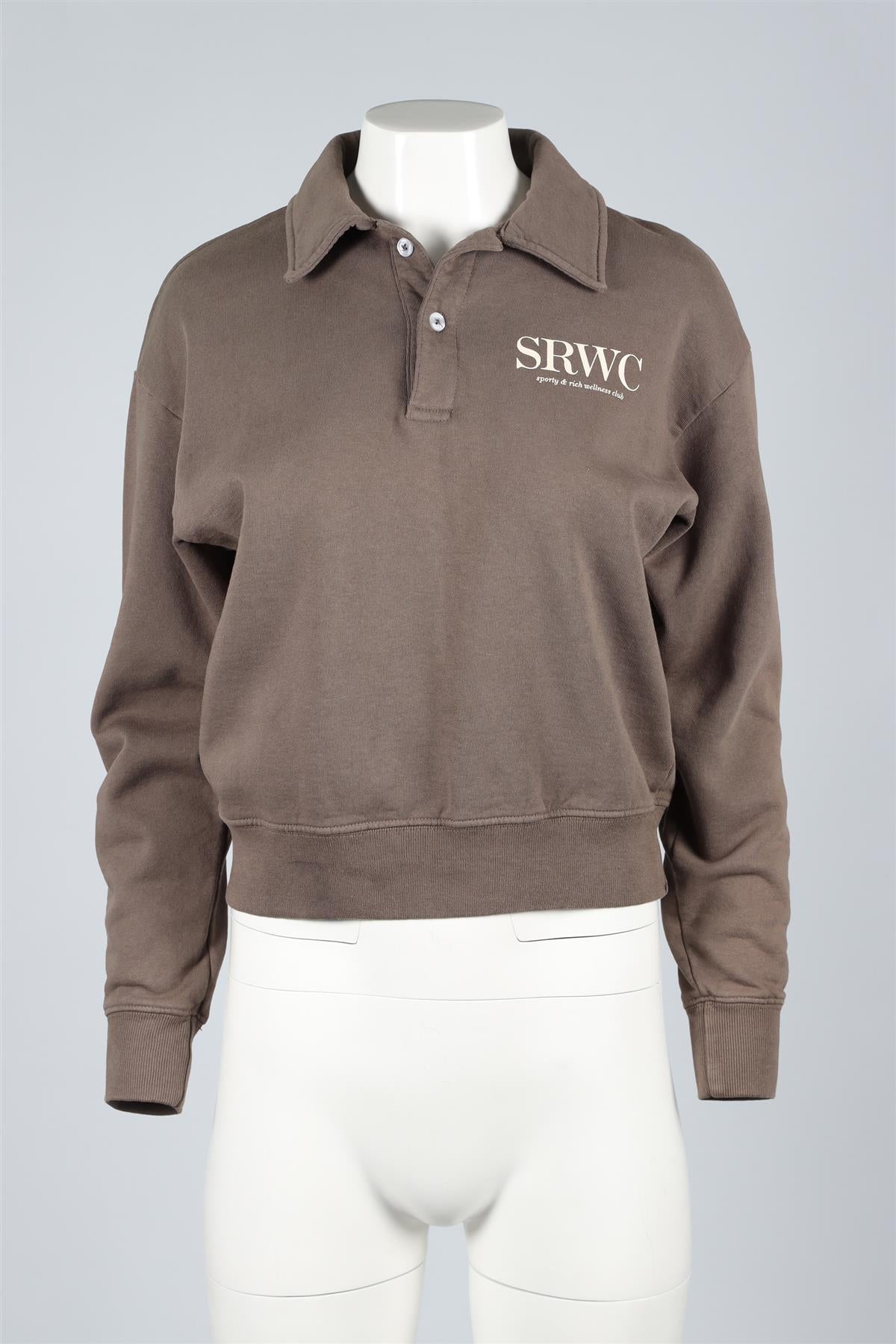SPORTY & RICH BROWN COTTON SWEATSHIRT XSMALL