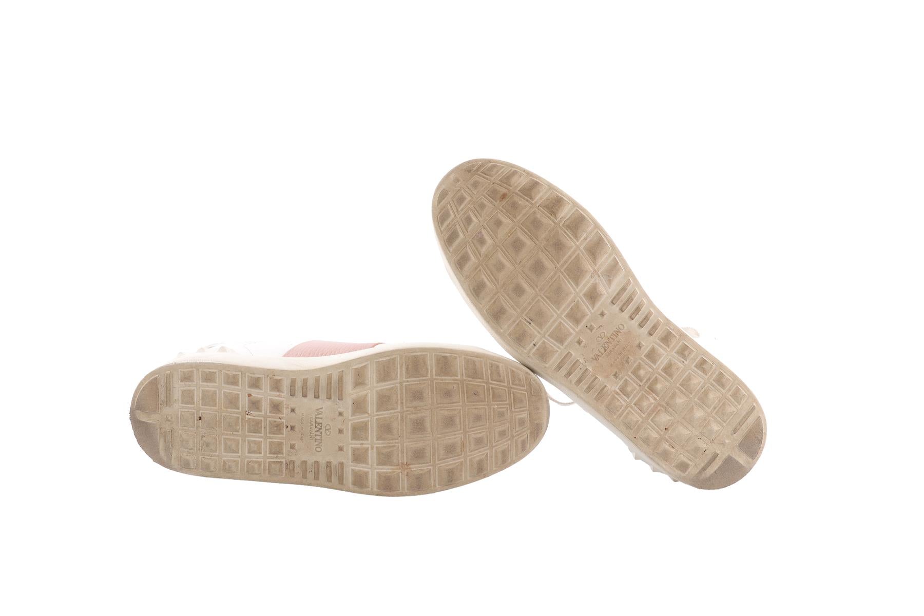 VALENTINO GARAVANI WHITE OPEN LEATHER SNEAKERS EU 38