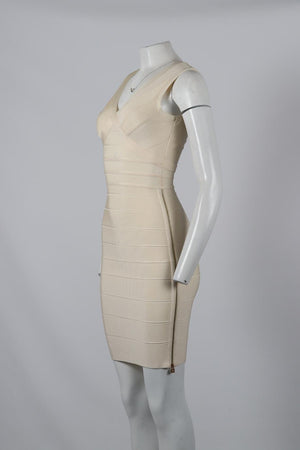 HERVÉ LÉGER ZIP DETAILED BANDAGE MINI DRESS SMALL