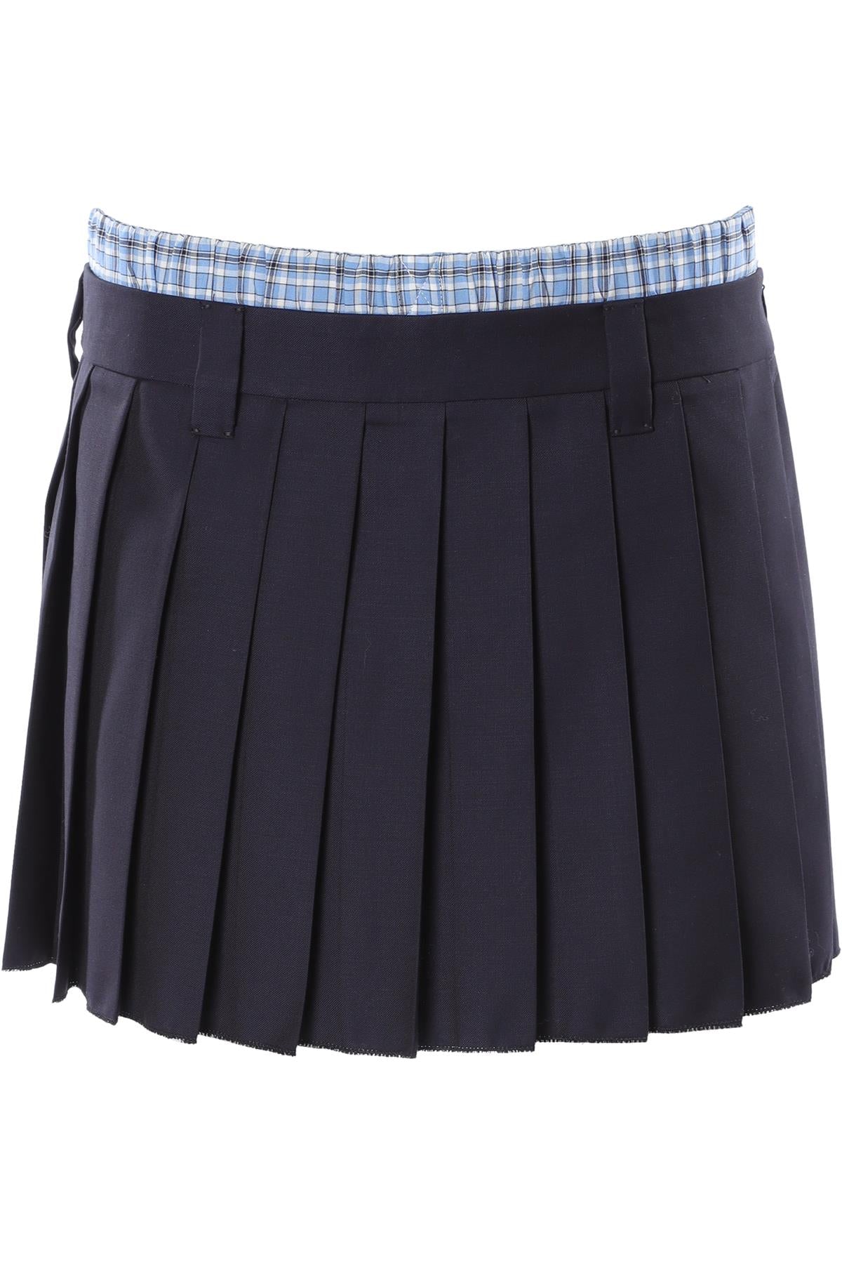 MIU MIU NAVY WOOL MINI SKIRT IT 40 UK 8