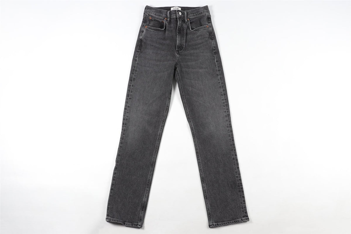 AGOLDE BLACK HIGH RISE STRAIGHT LEG JEANS W24 UK 6