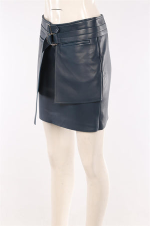CELINE NAVY LEATHER MINI SKIRT FR 36 UK 8