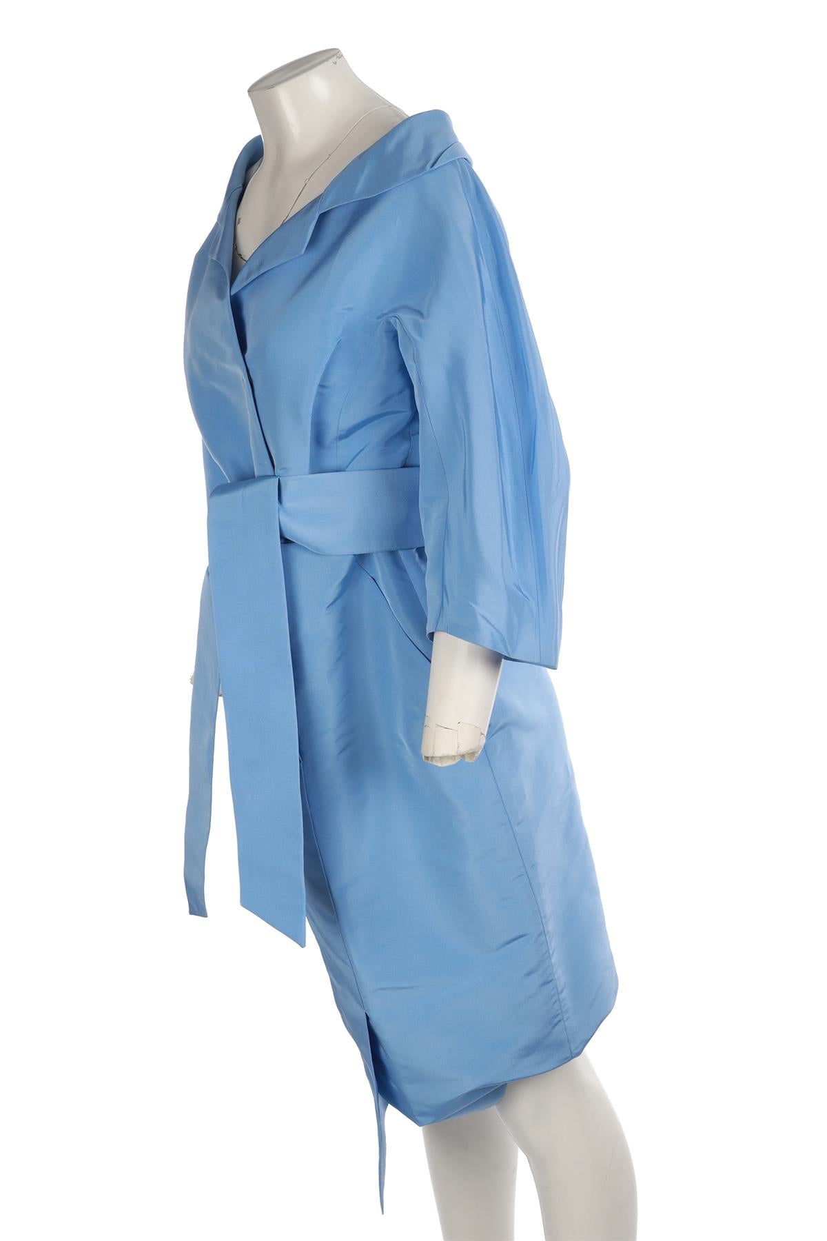 NATAN BLUE SILK MIDI DRESS EU 42 UK 14