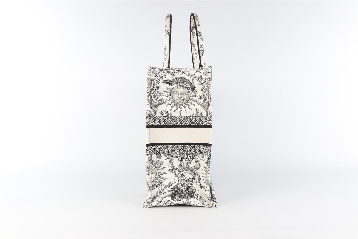 CHRISTIAN DIOR WHITE BOOK LARGE TOILE DE JOUY SOLEIL CANVAS TOTE BAG