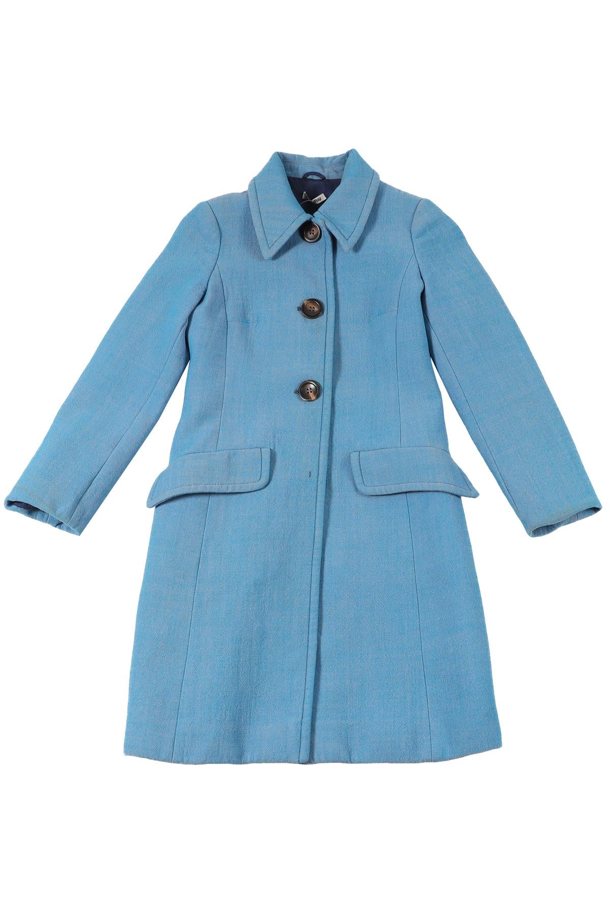 MIU MIU BLUE WOOL COAT IT 36 UK 4