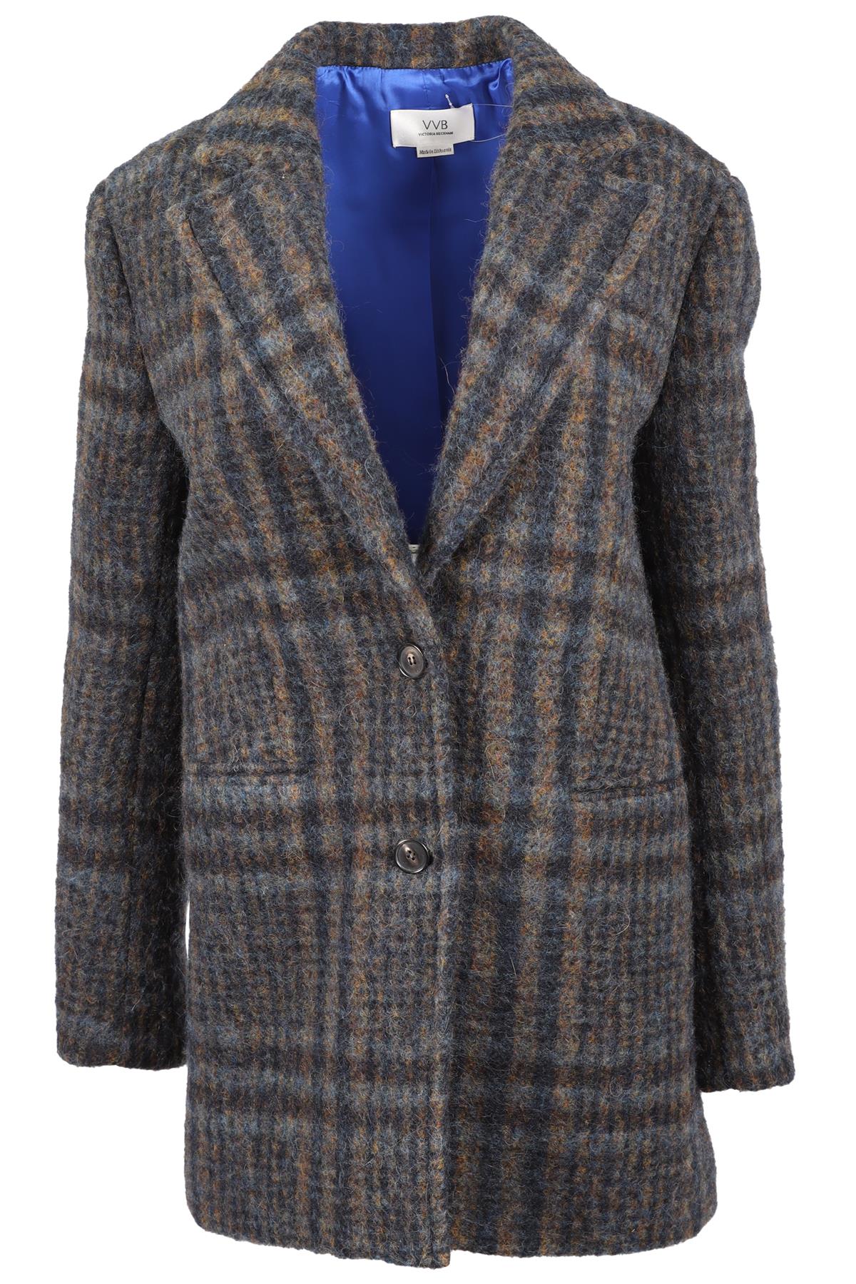 VVB VICTORIA BECKHAM NAVY WOOL BLEND COAT UK 4
